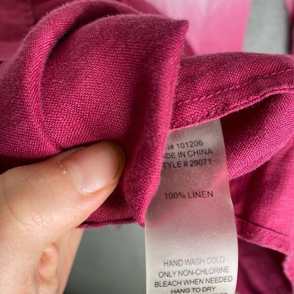 Soft Surroundings 100 linen pink ombre tunic button up tunic long sleeve beach L - Picture 3 of 10